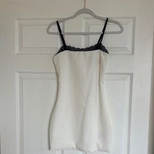 Edikted White Dress with Black Lace Detail
